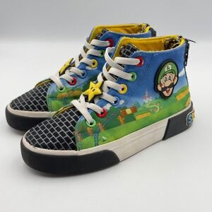Ground Up Nintendo Super Mario Luigi High Top Sneakers Kids Size 12 Blue Green